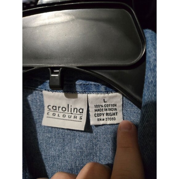 Carolina Colours Womens Elephant Palm Tree Beaded Denim Vest Size Large Safari - Picture 7 of 12